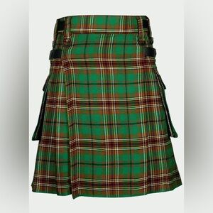 Green Tartan Skirt with Buckle Details